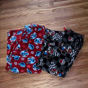 NWOT men’s set of three Mario Cookie Monster Oscar Sesame Street holiday pajamas